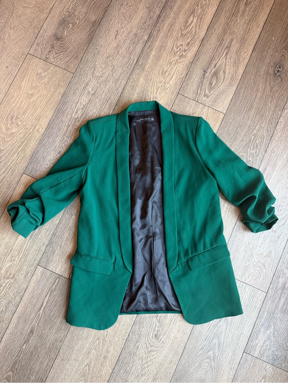 Zara Dark Emerald Open-Front Women's Blazer